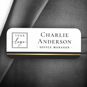 Logo large name title black border white elegant tag