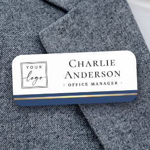 Logo large name title dark blue border elegant tag