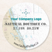 Logo Latitude Longitude Stuart Florida Chart Round Paper Coaster