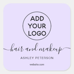 Logo lavender simple pastel purple hair makeup square sticker