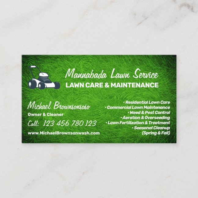 Logo Lawn Care Landscaping Mowing Grass Business Card