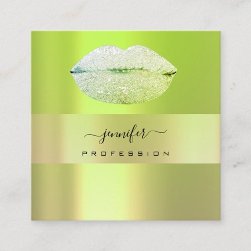 Logo lIps Green Mint Professional Makeup Artist Square Business Card