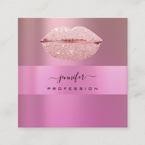 Logo lIps Rose Pink Professional Makeup Artist Square Business Card