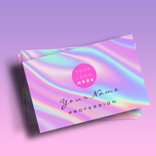 Customizable Logo Makeup Artist Hair Nails Holograph Abstract Business Card