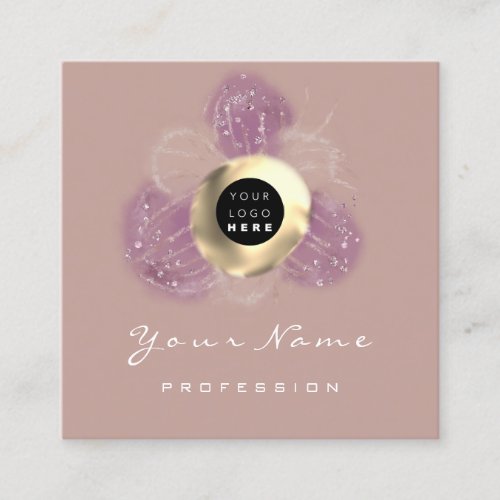 Logo Makeup Artist Hair Nails Floral Rose Blush Square Business Card