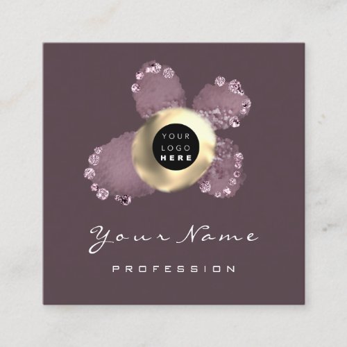 Logo Makeup Artist Hair Nails Floral Rose Blush Square Business Card