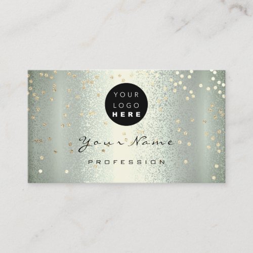 Logo Makeup Artist Hair Nails Green Gold Confetti Business Card