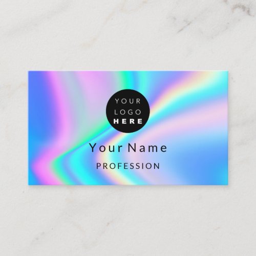 Logo Makeup Artist Hair Nails Holograph Blue Business Card