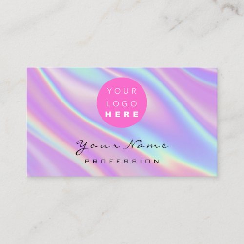 Logo Makeup Artist Hair Nails Holograph Pink Blue Business Card