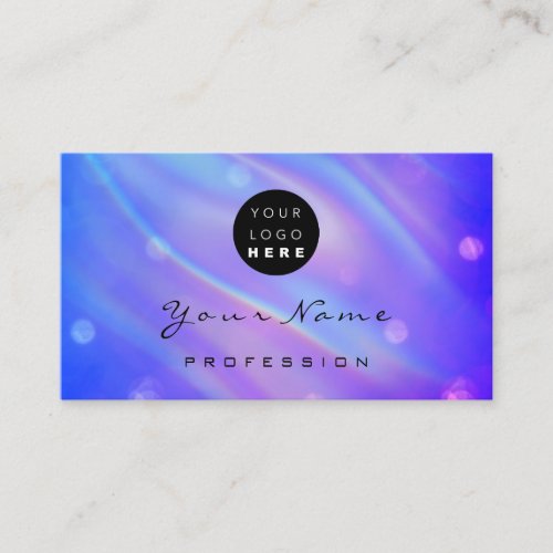 Logo Makeup Artist Hair Nails Holograph Pink Blue Business Card