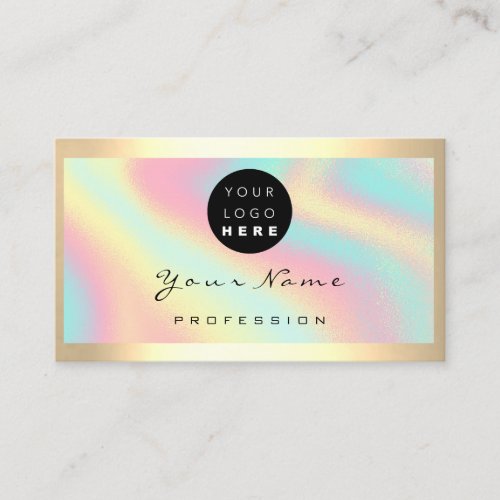 Logo Makeup Artist Hair Nails Holographic Gold Business Card