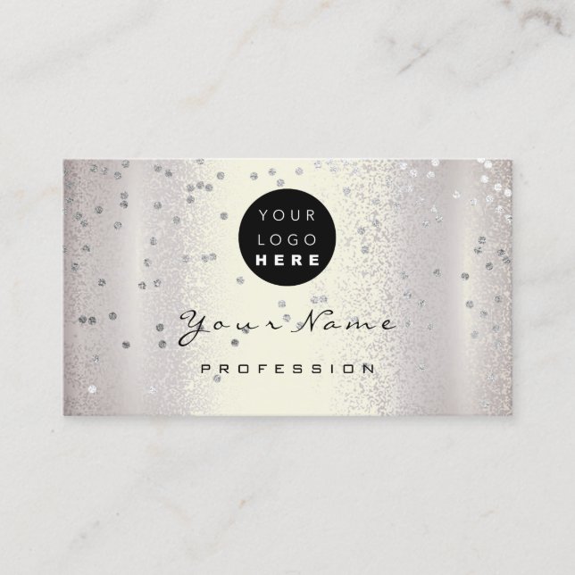 Logo Makeup Artist Hair Nails Smoky Silver Gray Business Card (Front)