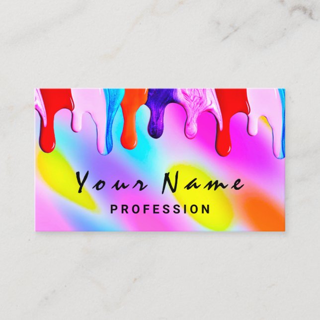 Logo Makeup Artist Nails Holograph Drips Business Card (Front)