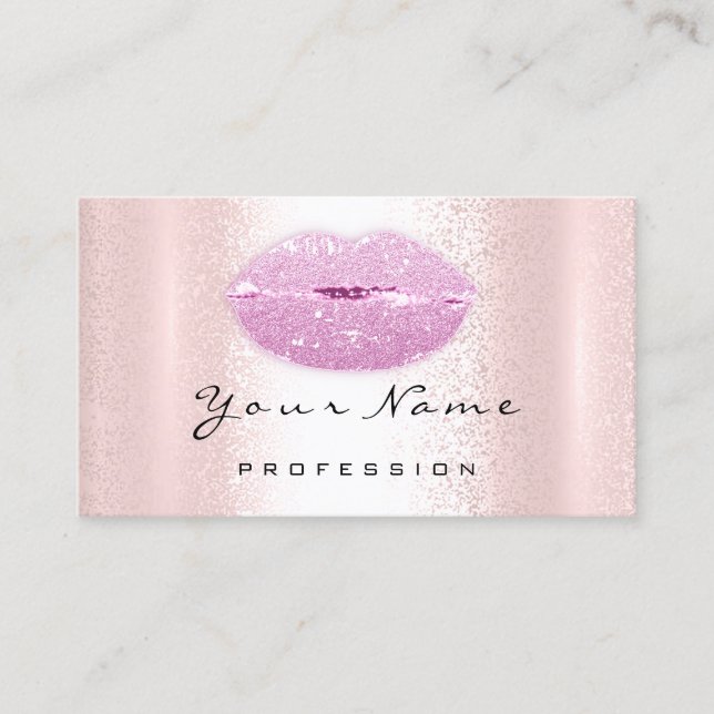 Logo Makeup Artist Professional Lips Kiss Glitter Business Card (Front)