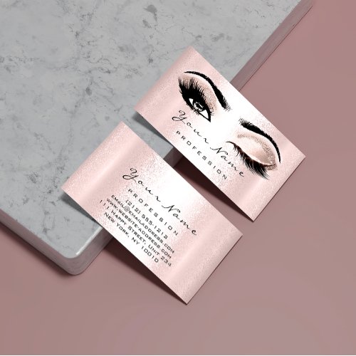Logo Makeup Artist Professional Rose Pink  Lash Business Card