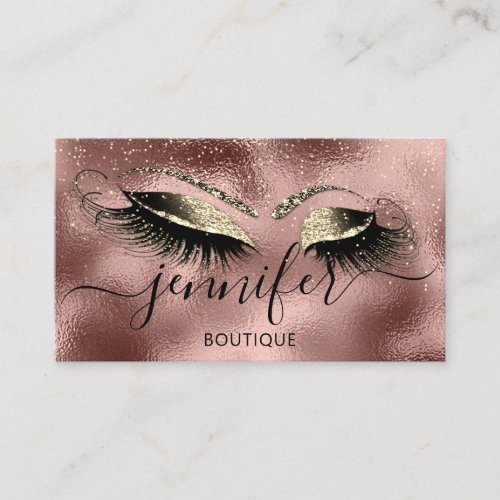 Logo Makeup Boutique Lash Studio Eyes Rose Gold Business Card