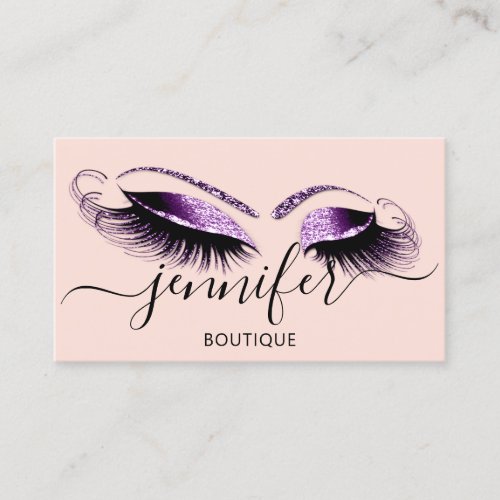 Logo Makeup Boutique Lash Studio Purple Brows Rose Business Card