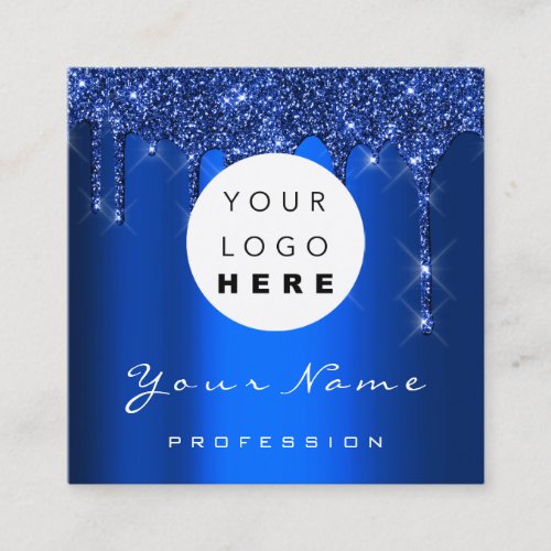 Logo Makeup Event Boutique Glitter Blue Drips Square Business Card