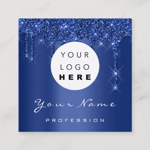 Logo Makeup Event Boutique Glitter Navy Drip Square Business Card