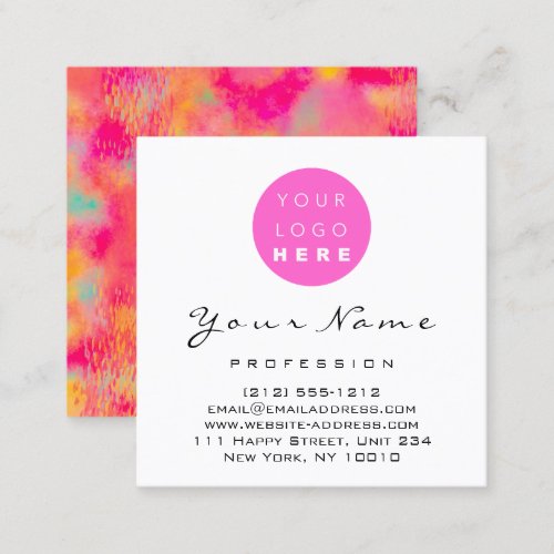 Logo Makeup Hair Nail Floral Pink Abstract Square Business Card