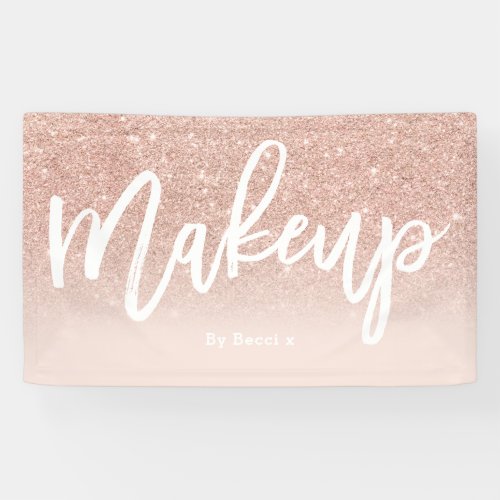 Logo makeup typography blush rose gold glitter banner