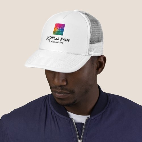 Logo Mens  Womens White Baseball Sports Trucker Hat
