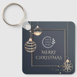 Logo Merry Christmas Holidays Corporate Modern Keychain