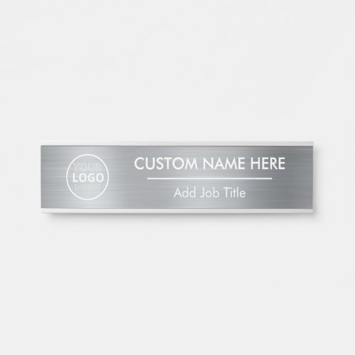 Logo Metallic Silver Employee Name Door Sign