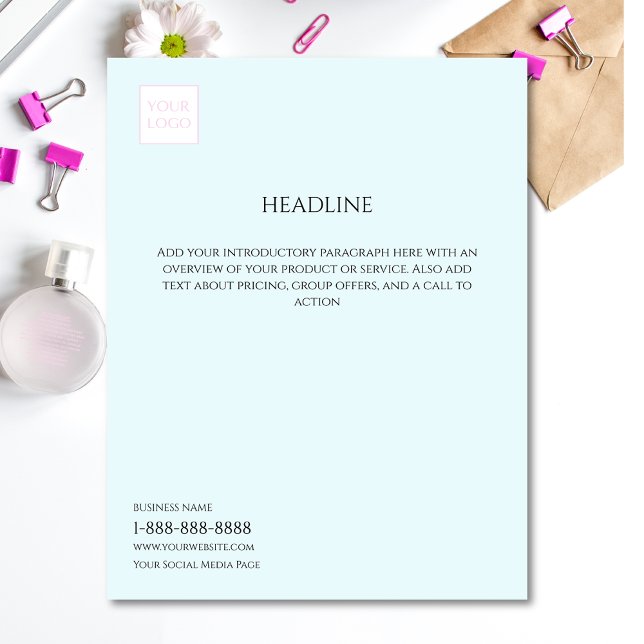 Logo Minimal Pale Blue Business Marketing Flyer (Creator Uploaded)