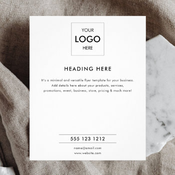 Logo Minimal White Business Marketing Flyer by CrispinStore at Zazzle