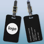 Logo Minimalist Black Business Luggage Tag<br><div class="desc">Simple logo design for your business.  Replace the logo and details with your own and change the background color in the design tool to customize.  Ideal for as a promotional item to give to clients,  customers and employees,  and for business travel and trade shows.</div>