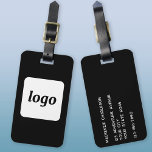 Logo Minimalist Black Business Luggage Tag<br><div class="desc">Simple logo design for your business.  Replace the logo and details with your own and change the background color in the design tool to customize.  Ideal for as a promotional item to give to clients,  customers and employees,  and for business travel and trade shows.</div>