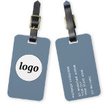 Logo Minimalist Dusty Blue Business Luggage Tag<br><div class="desc">Simple logo design for your business.  Replace the logo and details with your own and change the background color in the design tool to customize.  Ideal for as a promotional item to give to clients,  customers and employees,  and for business travel and trade shows.</div>