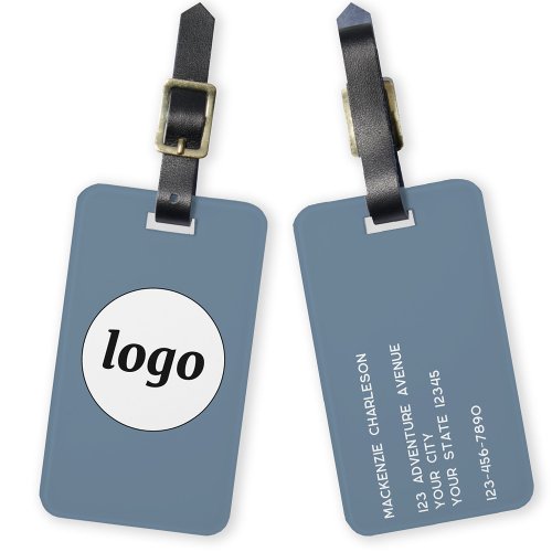 Logo Minimalist Dusty Blue Business Luggage Tag