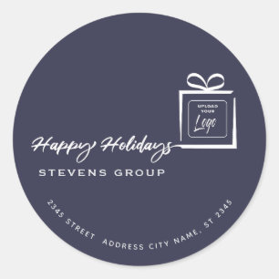 Logo Minimalist gift Happy Holidays Classic Round Sticker