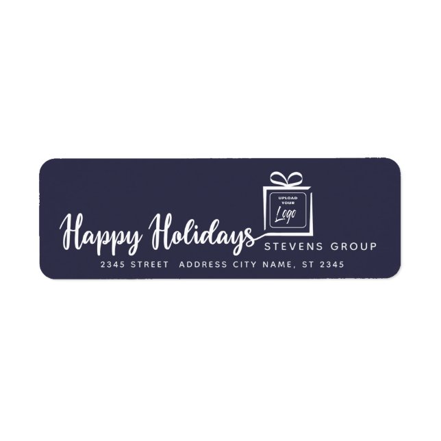 Logo Minimalist gift Happy Holidays Label (Front)