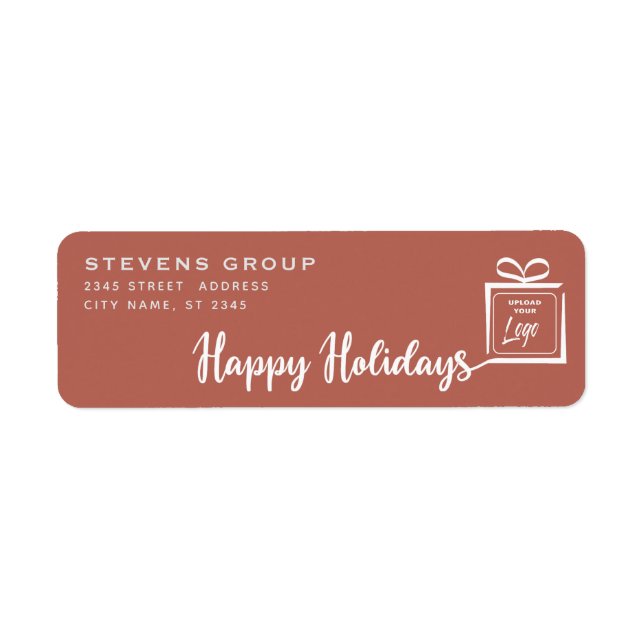 Logo Minimalist gift Happy Holidays Label (Front)