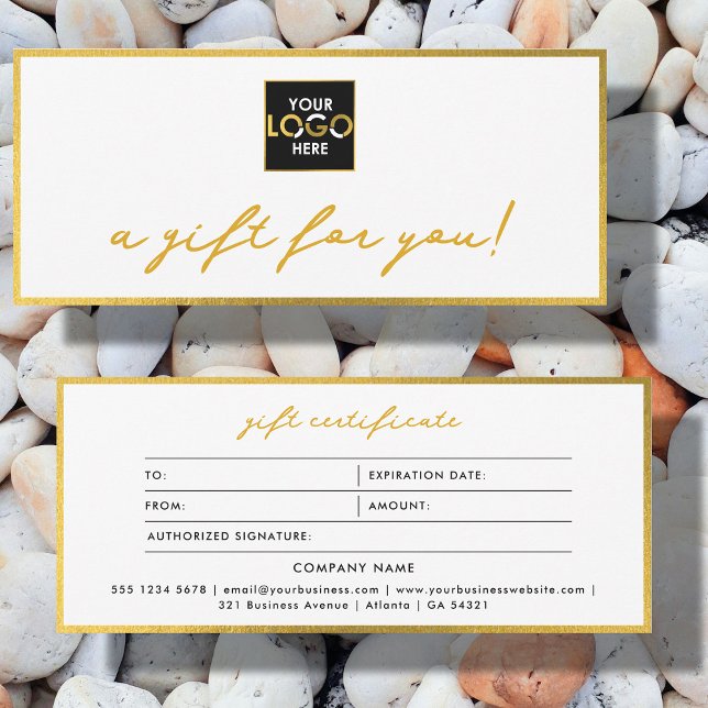 Logo Minimalist Gold & White Gift Certificate (Logo Minimalist Gold & White Gift Certificate)
