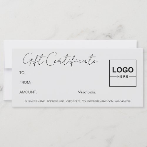 Logo Minimalist Modern Silver Gift Certificate