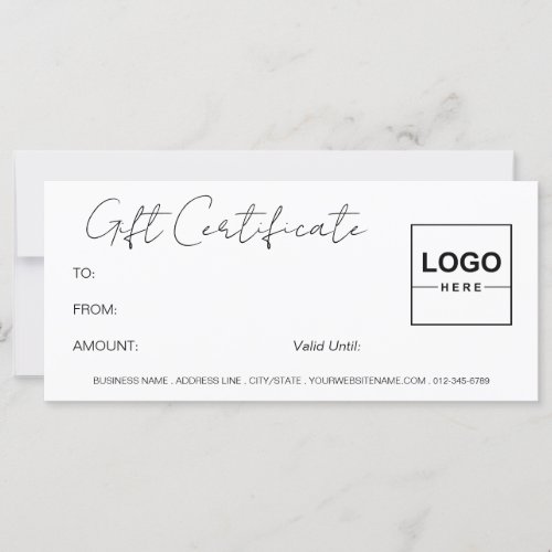 Logo Minimalist Modern White Gift Certificate