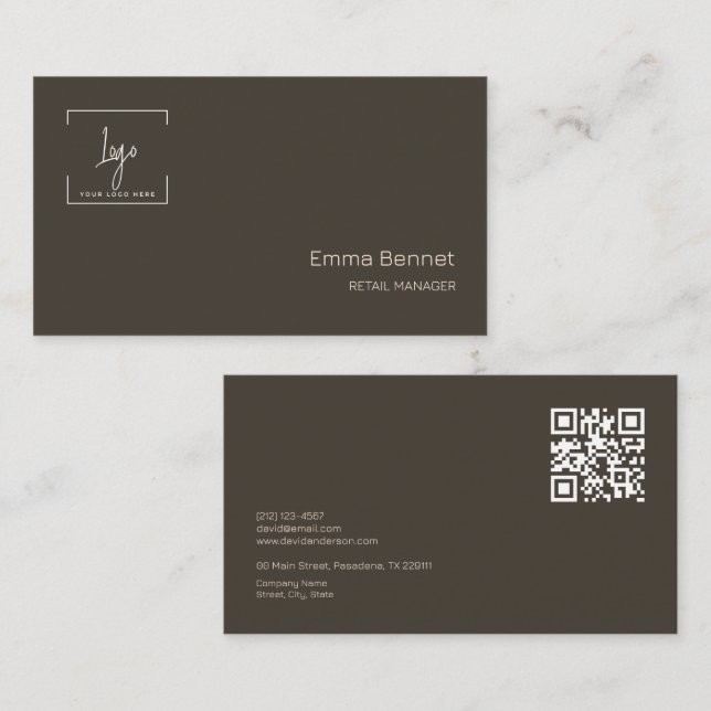 Logo Minimalist Name Company details Qr code Business Card (Front/Back)