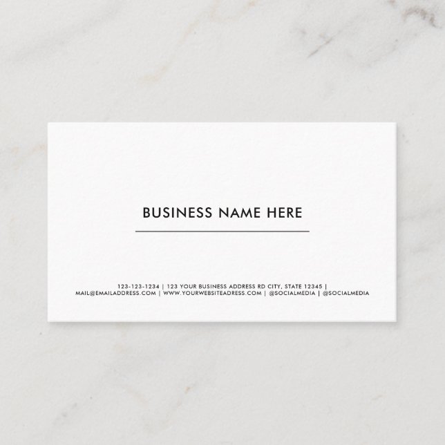 Logo Minimalist Professional Black White Simple Business Card (Front)