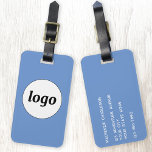 Logo Minimalist Promotional Blue Business Branding Luggage Tag<br><div class="desc">Simple logo design for your business.  Replace the logo and details with your own and change the background color in the design tool to customize.  Ideal for as a promotional item to give to clients,  customers and employees,  and for business travel and trade shows.</div>