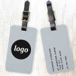 Logo Minimalist Promotional Blue Business Branding Luggage Tag<br><div class="desc">Simple logo design for your business.  Replace the logo and details with your own and change the background color in the design tool to customize.  Ideal for as a promotional item to give to clients,  customers and employees,  and for business travel and trade shows.</div>