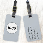 Logo Minimalist Promotional Blue Business Branding Luggage Tag<br><div class="desc">Simple logo design for your business.  Replace the logo and details with your own and change the background color in the design tool to customize.  Ideal for as a promotional item to give to clients,  customers and employees,  and for business travel and trade shows.</div>