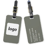 Logo Minimalist Sage Green Business Luggage Tag<br><div class="desc">Simple logo design for your business.  Replace the logo and details with your own and change the background color in the design tool to customize.  Ideal for as a promotional item to give to clients,  customers and employees,  and for business travel and trade shows.</div>