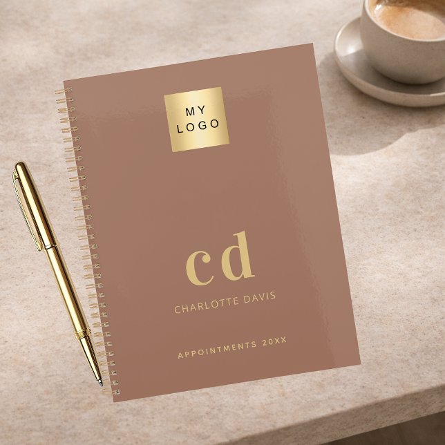 Logo mocha brown monogram initials business 2027 planner (Creator Uploaded)