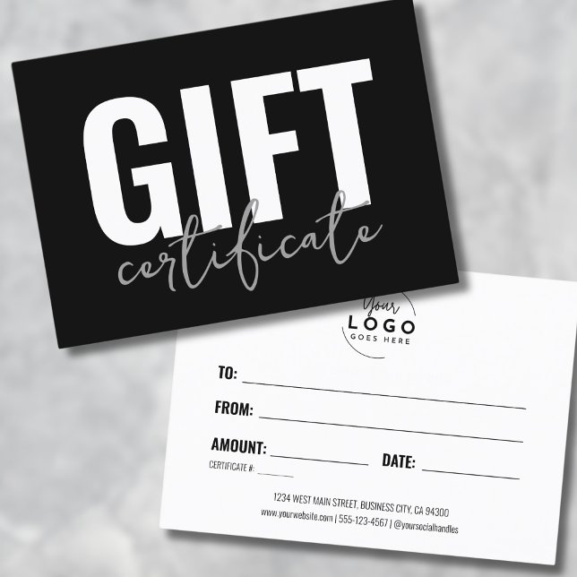 Logo Modern Business Gift Certificate (Logo Chic Minimalist Business Gift Certificate)