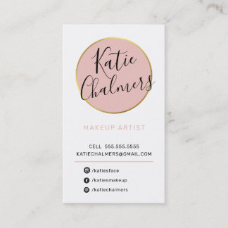 LOGO modern chic pretty gold blush pink black Business Card