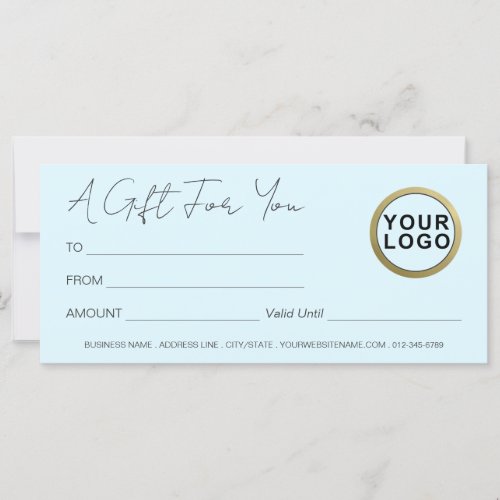 Logo Modern Elegant    Blue Gift Certificate